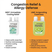 Aromi Naturals Duo Chamber nasal inhalers with mint for cooling relief and lime for invigorating freshness