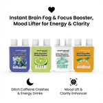 Aromi Naturals Duo Chamber nasal inhalers in Blueberry, Lime, Mint, and Orange flavors for brain fog relief and mood boost