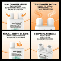 Aromi Naturals Duo Chamber Nasal Inhaler with dual nozzles, natural essential oils, compact and portable design