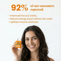 Smiling woman holding orange Duo Chamber Nasal Inhaler with fruit mint variety pack text